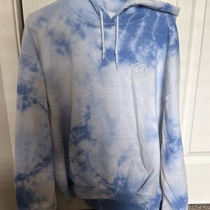 OBEY Blue Tie-Dye Hoodie with Rose Design